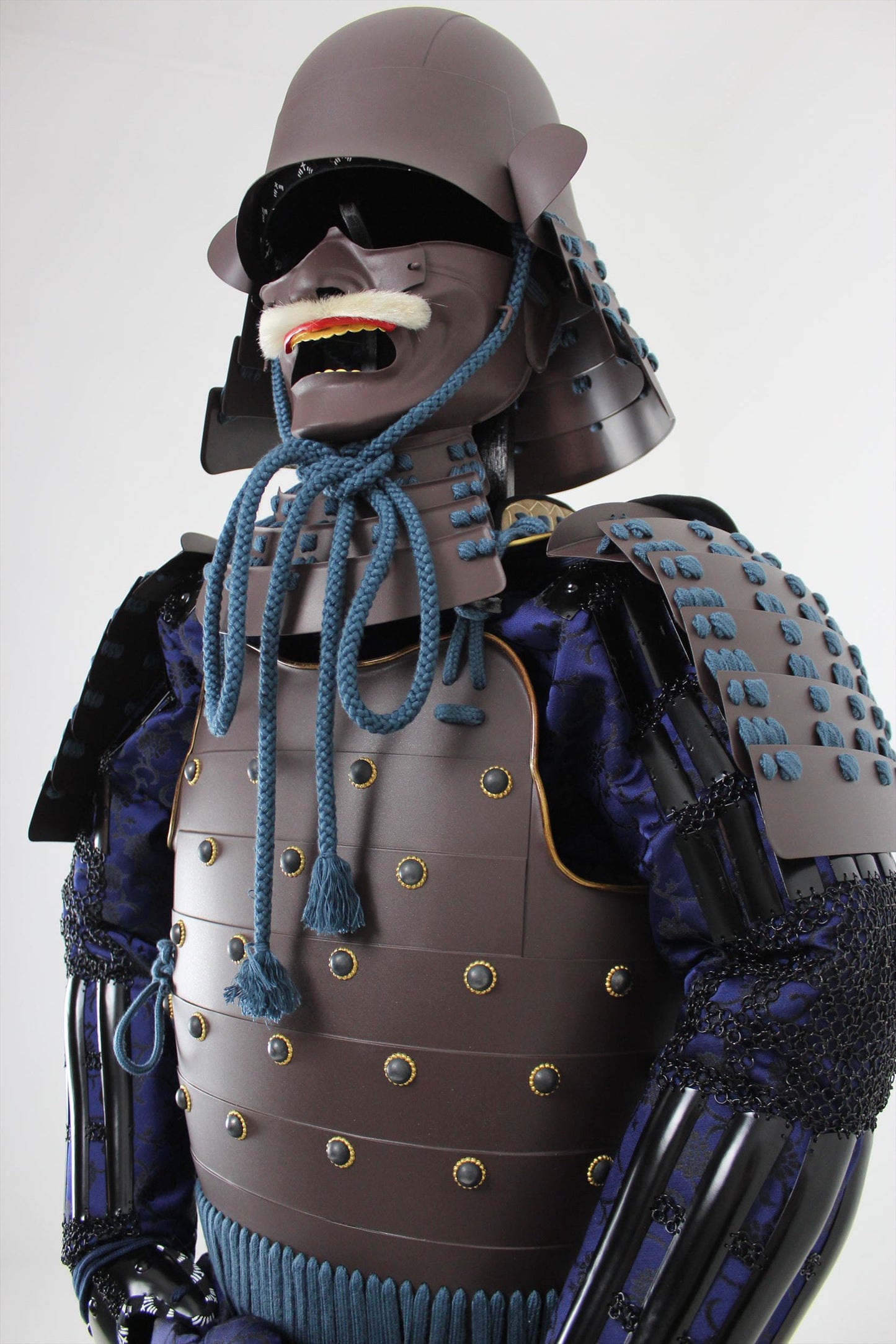 【O-053】Navy Blue Thread Odoshi / Metallic Rust Rivet Armor / Zunari Helmet